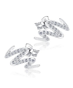 Curly Shaped With CZ Stone Silver Ear Stud STS-5491